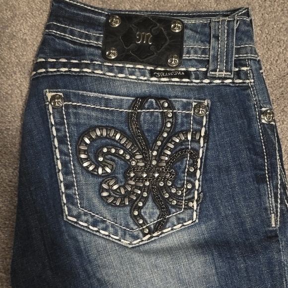 MISS ME Women's Blue Jeans with Embellished Pocket - Picture 2 of 3